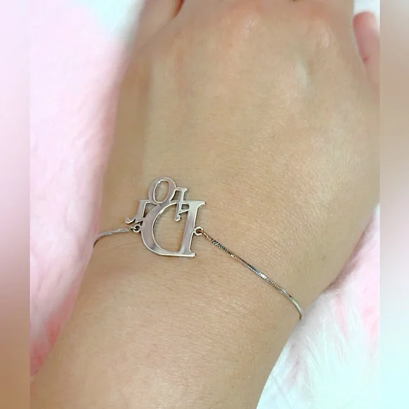 Christian Dior Logo Silver Tone Bracelet